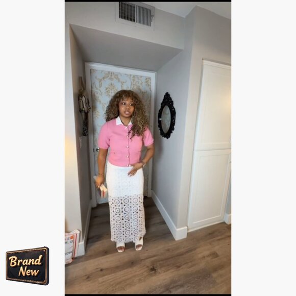 Cropped Tweed Blazer with Puff Sleeves for Office Work Slim Fit - Picture 7 of 7